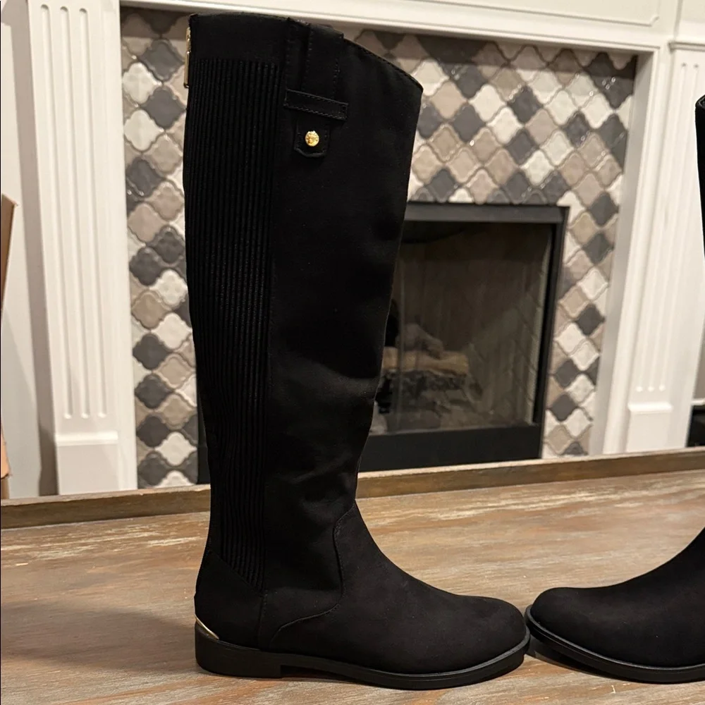 Kenneth Cole Wind Stretch Riding‎ Boots Black Suede Size 5 Classic Tall Boot